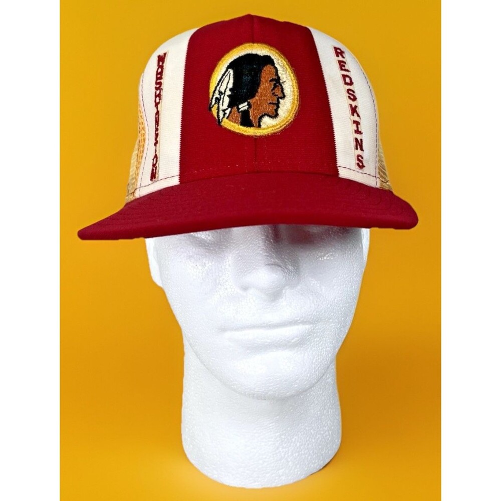 Vtg Washington Redskins NFL Mesh Snapback Trucker Hat 80s AJD Lucky Stripes EUC